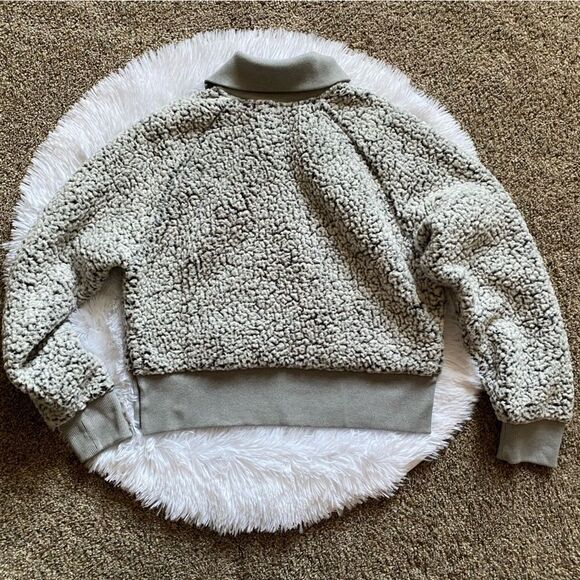 Victoria’s Secret PINK Pullover Sherpa Quarter Zip Top Crop New Women Size Small - Picture 2 of 7